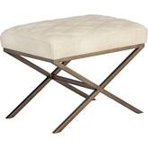 Wisconsin Bench in Cream Leatherette & Antique Brass